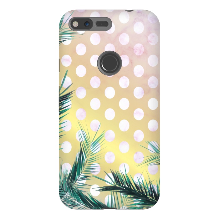 Pixel XL StrongFit tropical palm leaves on golden dotted background by Oana 
