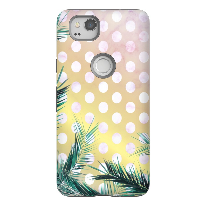 Pixel 2 StrongFit tropical palm leaves on golden dotted background by Oana 