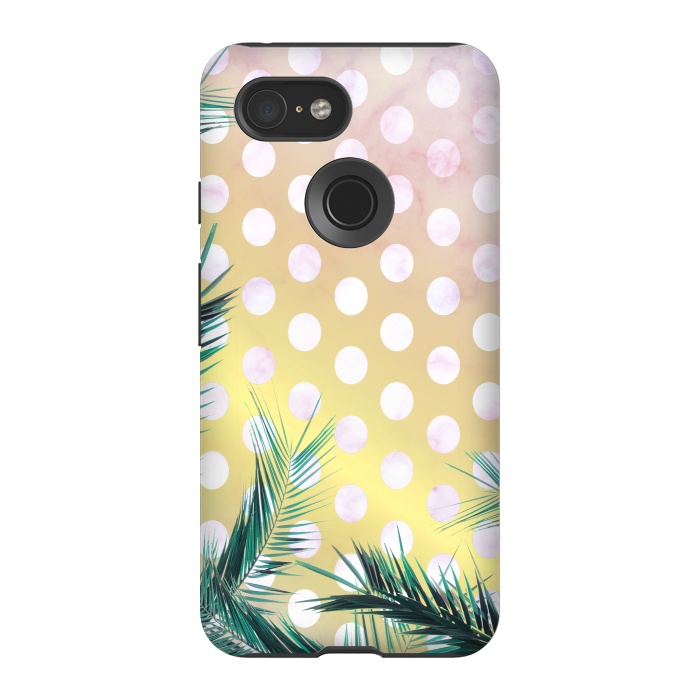 Pixel 3 StrongFit tropical palm leaves on golden dotted background by Oana 