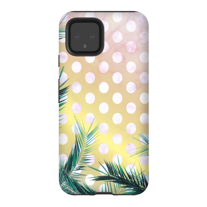 Pixel 4 StrongFit tropical palm leaves on golden dotted background by Oana 