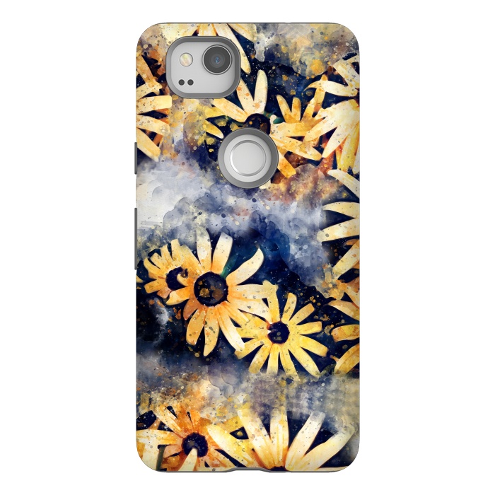 Pixel 2 StrongFit Yellow Floral by Creativeaxle