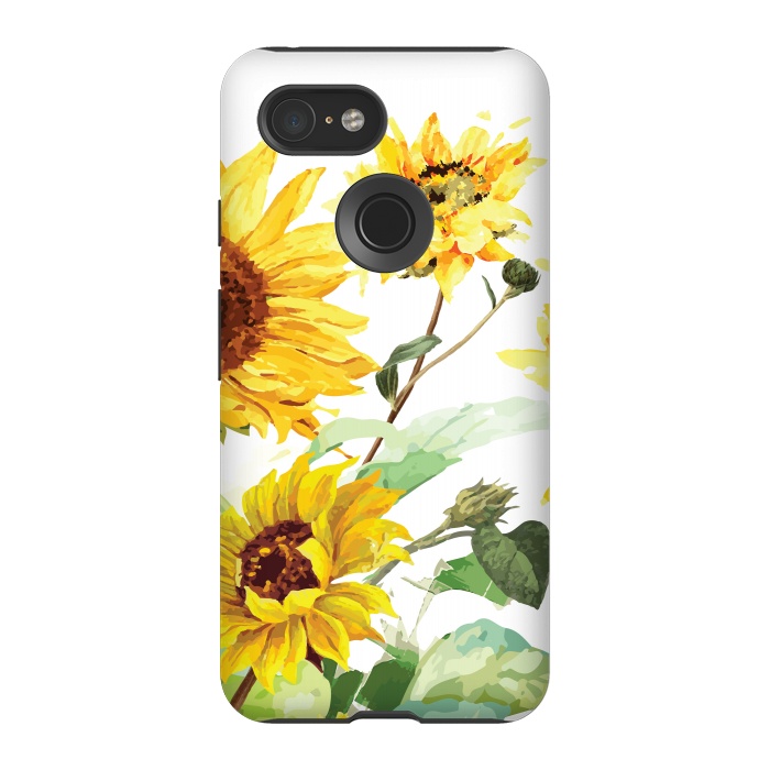 Pixel 3 StrongFit Watercolor Sunflower by Bledi