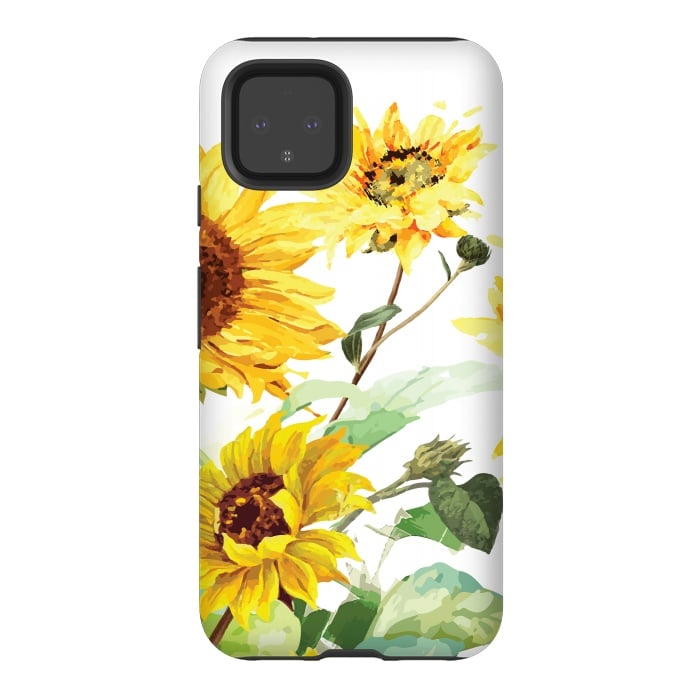 Pixel 4 StrongFit Watercolor Sunflower by Bledi
