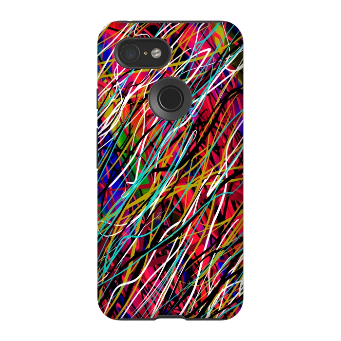 Pixel 3 StrongFit abstract lines art multicolour pop art  by Josie