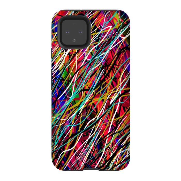 Pixel 4 StrongFit abstract lines art multicolour pop art  by Josie