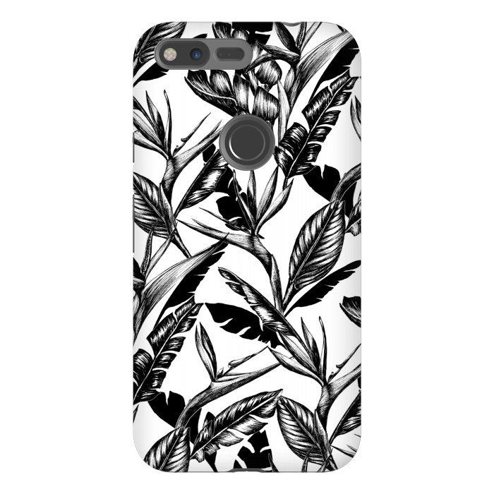 Pixel XL StrongFit Black and White Strelitzia by gingerlique