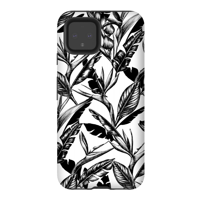 Pixel 4 StrongFit Black and White Strelitzia by gingerlique