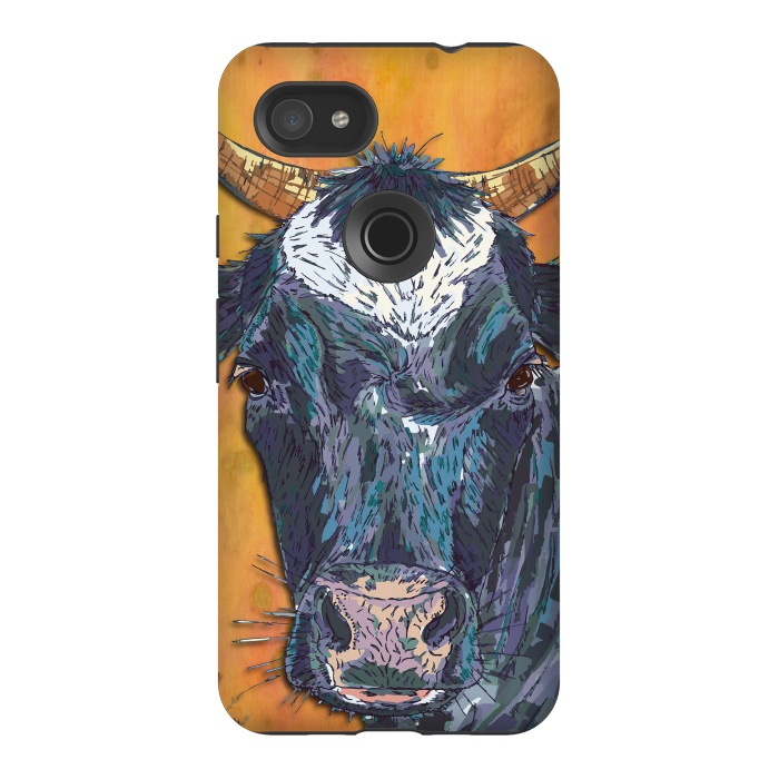 Pixel 3AXL StrongFit Cow in Yellow by Lotti Brown