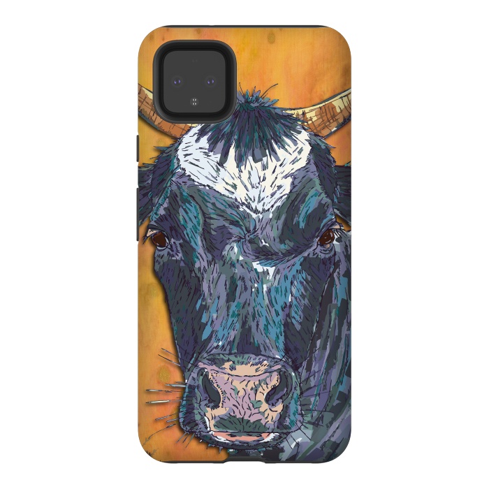 Pixel 4XL StrongFit Cow in Yellow by Lotti Brown