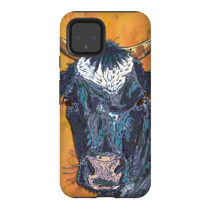Pixel 4 StrongFit Cow in Yellow by Lotti Brown