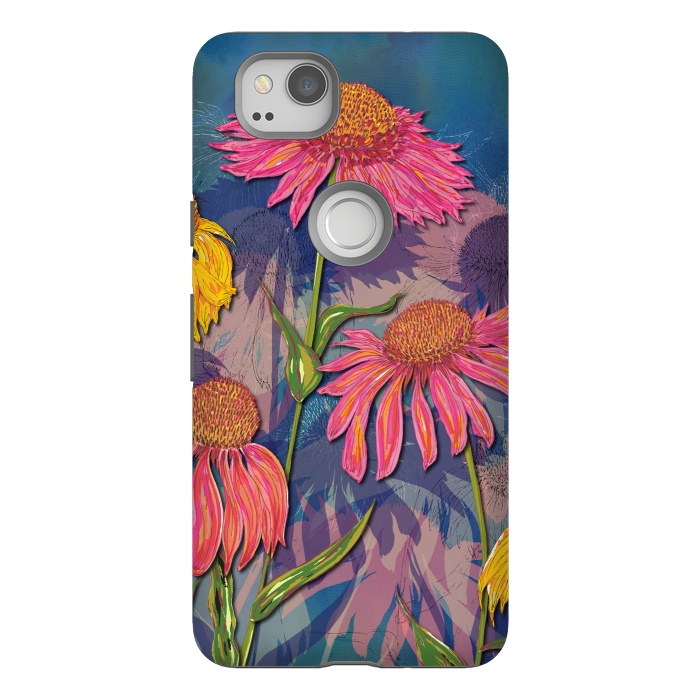 Pixel 2 StrongFit Pink Coneflowers by Lotti Brown