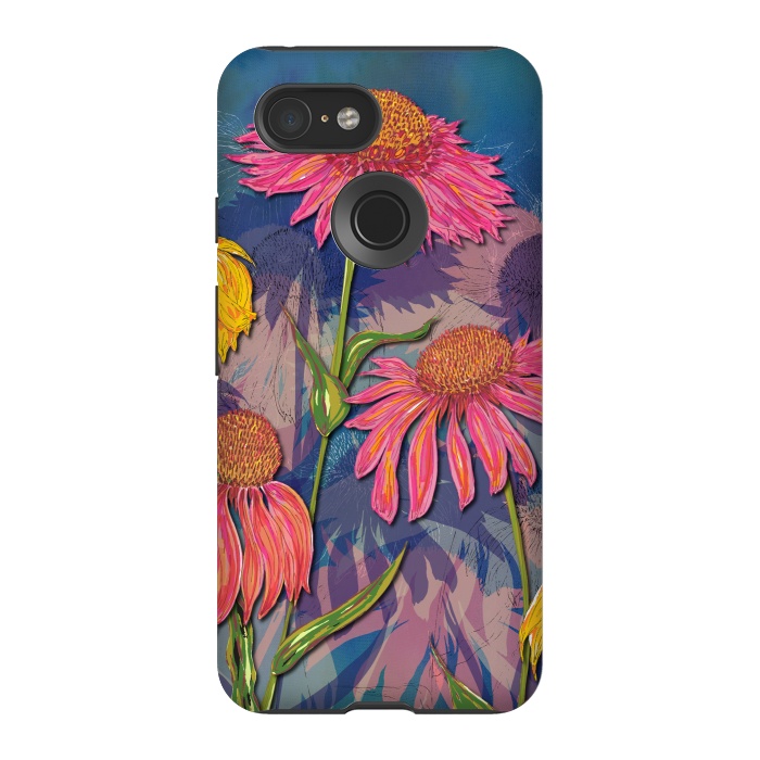 Pixel 3 StrongFit Pink Coneflowers by Lotti Brown