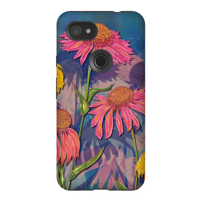 Pixel 3AXL StrongFit Pink Coneflowers by Lotti Brown