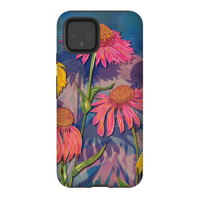 Pixel 4 StrongFit Pink Coneflowers by Lotti Brown