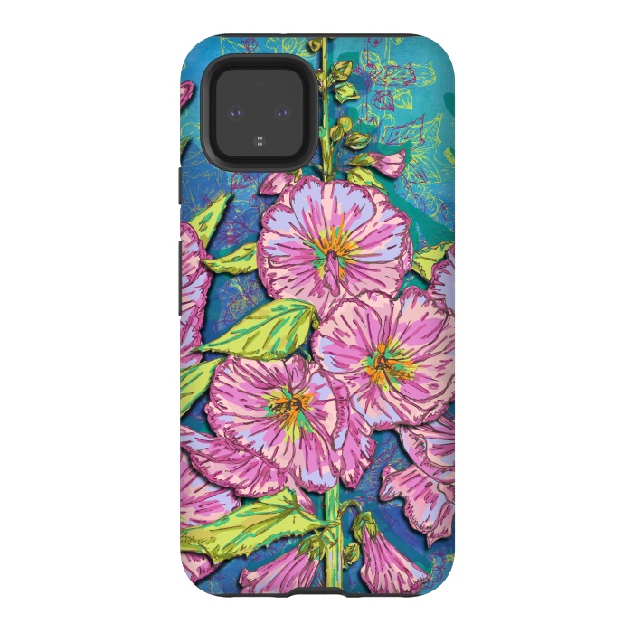 Pixel 4 StrongFit Hollyhocks by Lotti Brown