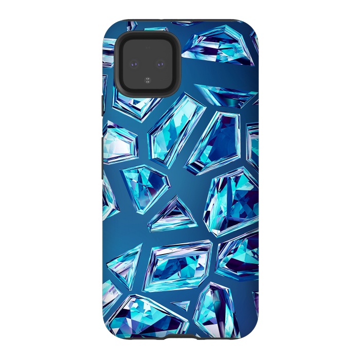 Pixel 4 StrongFit Blue Shattered Crystals by Art Design Works