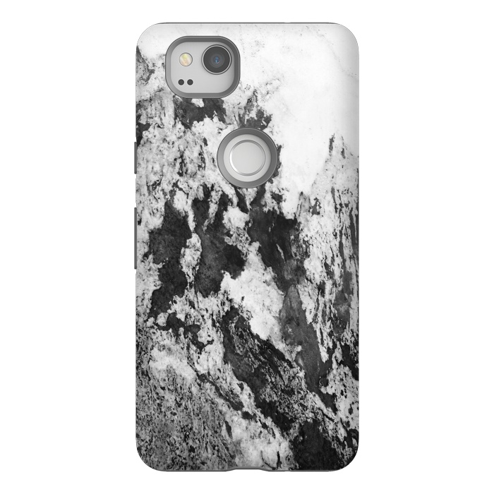 Pixel 2 StrongFit Black and White Marble Mountain I by amini54