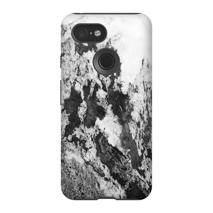 Pixel 3 StrongFit Black and White Marble Mountain I by amini54