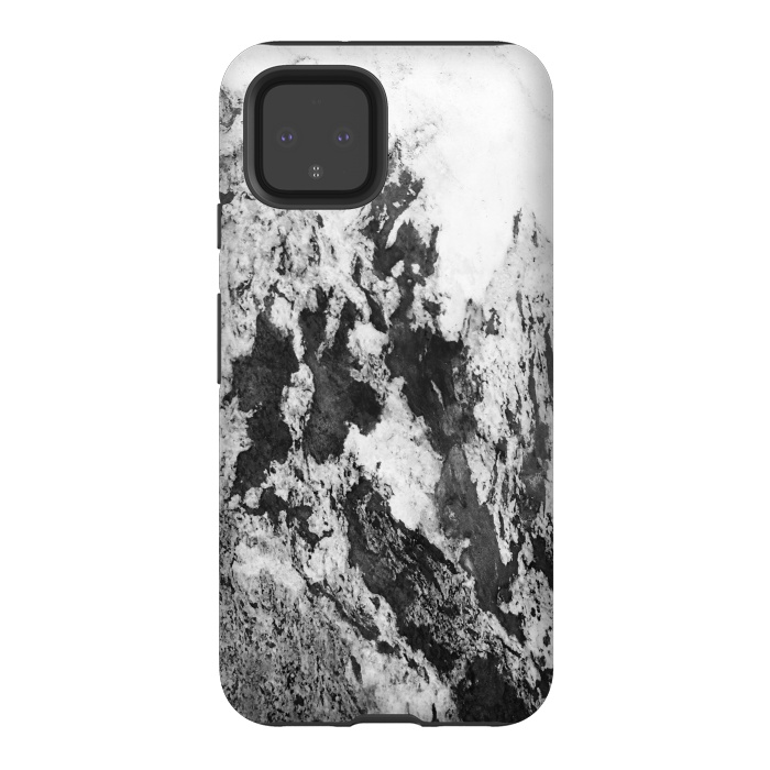 Pixel 4 StrongFit Black and White Marble Mountain I by amini54