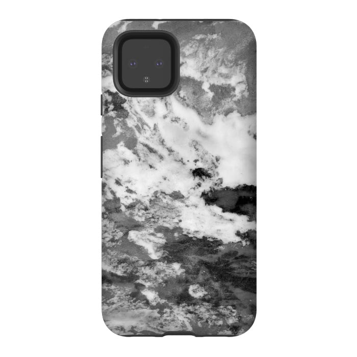 Pixel 4 StrongFit Black and White Marble Mountain III by amini54