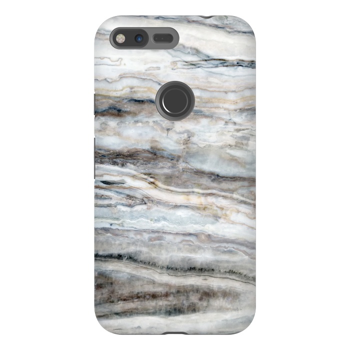 Pixel XL StrongFit Blue and White Marble I by amini54