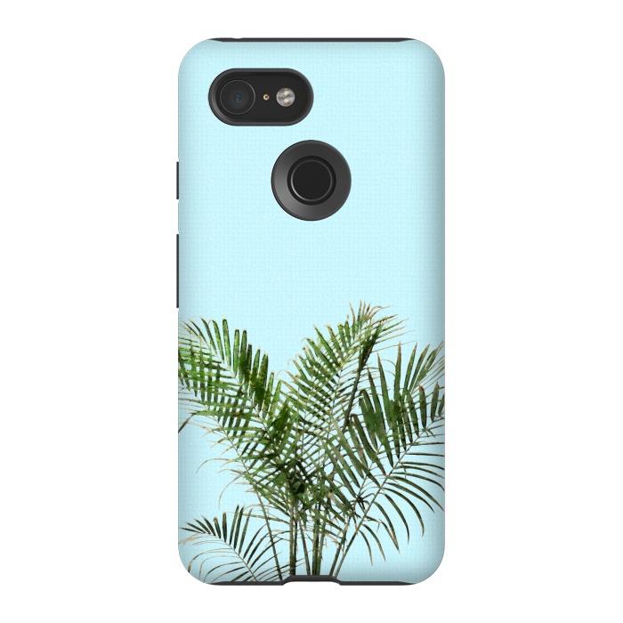 Pixel 3 StrongFit  Palm Plant on Pastel Blue Wall by amini54