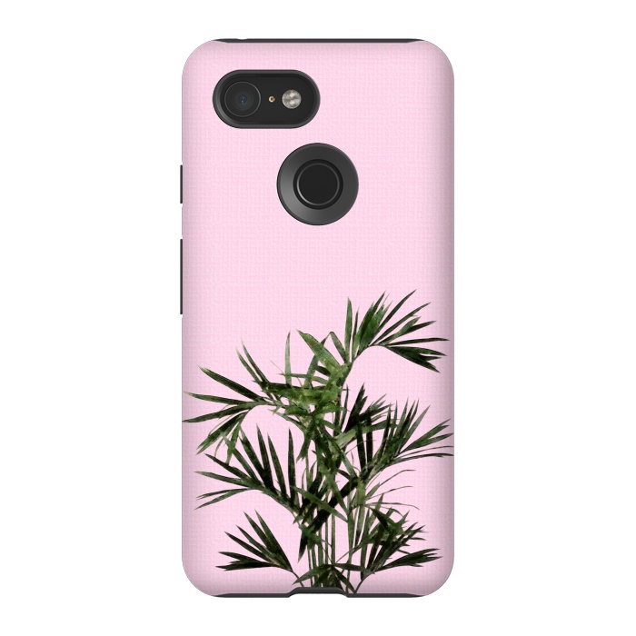 Pixel 3 StrongFit Palm Plant on Pastel Pink Wall by amini54
