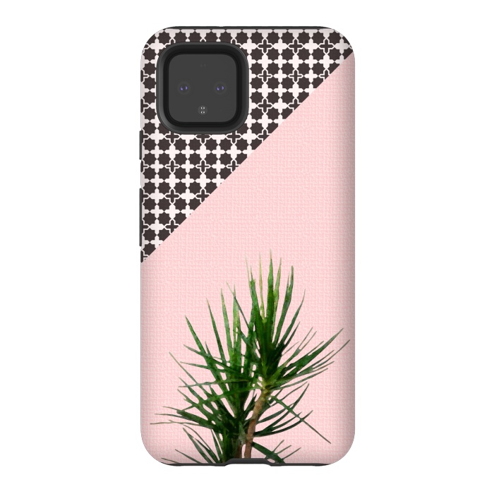 Pixel 4 StrongFit Dracaena Plant on Pink and Lattice Pattern Wall by amini54