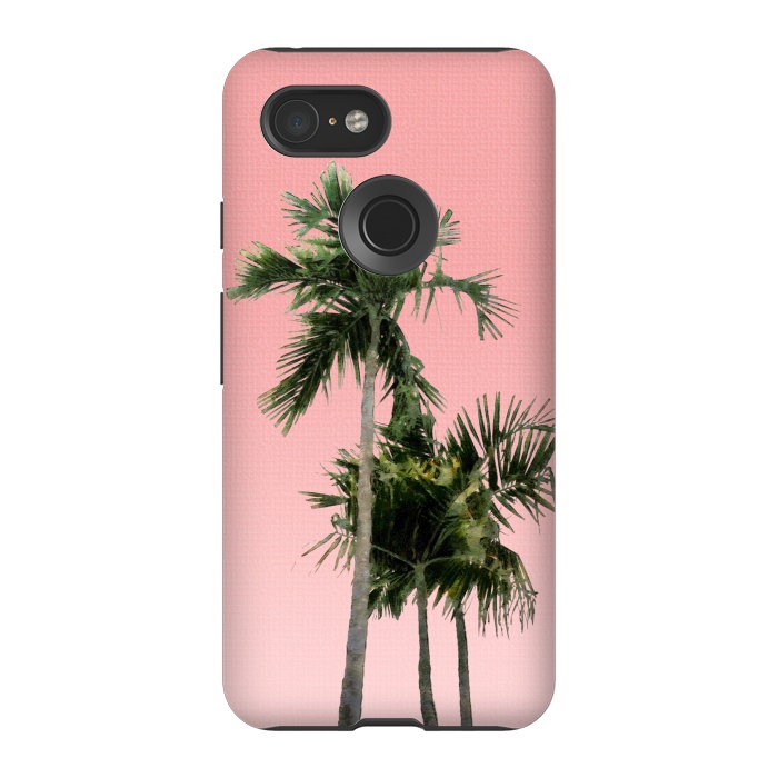 Pixel 3 StrongFit Palm Trees on Pink by amini54