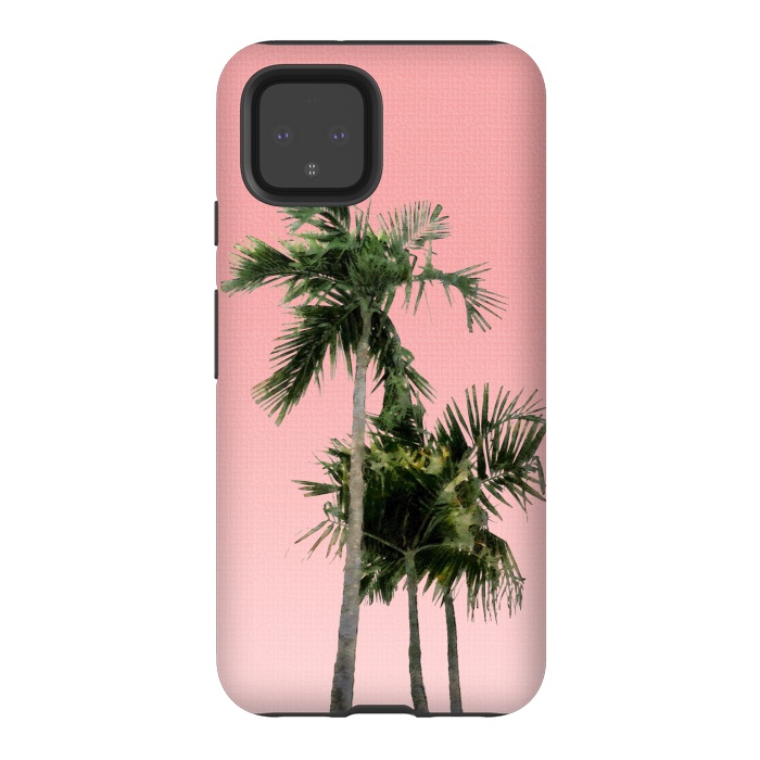 Pixel 4 StrongFit Palm Trees on Pink by amini54