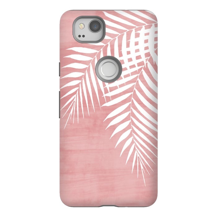 Pixel 2 StrongFit  Palm Leaves on Pink by amini54