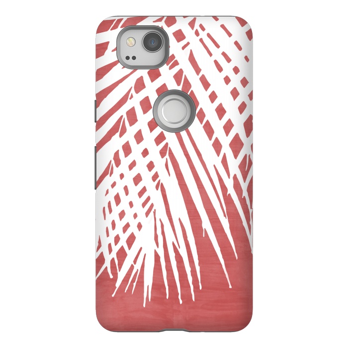 Pixel 2 StrongFit  Palm Leaves on Red by amini54