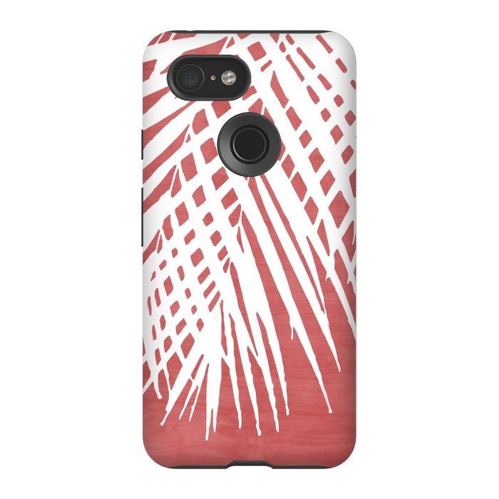 Pixel 3 StrongFit  Palm Leaves on Red by amini54