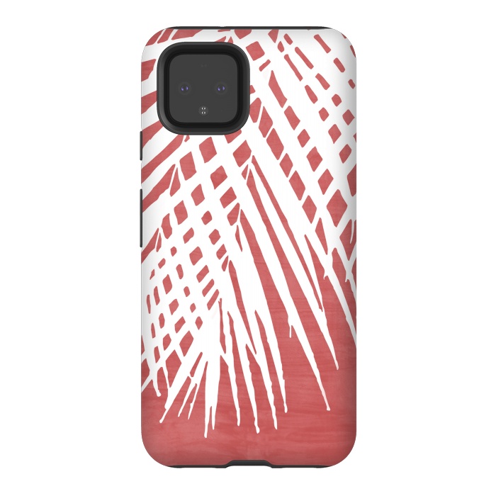 Pixel 4 StrongFit  Palm Leaves on Red by amini54