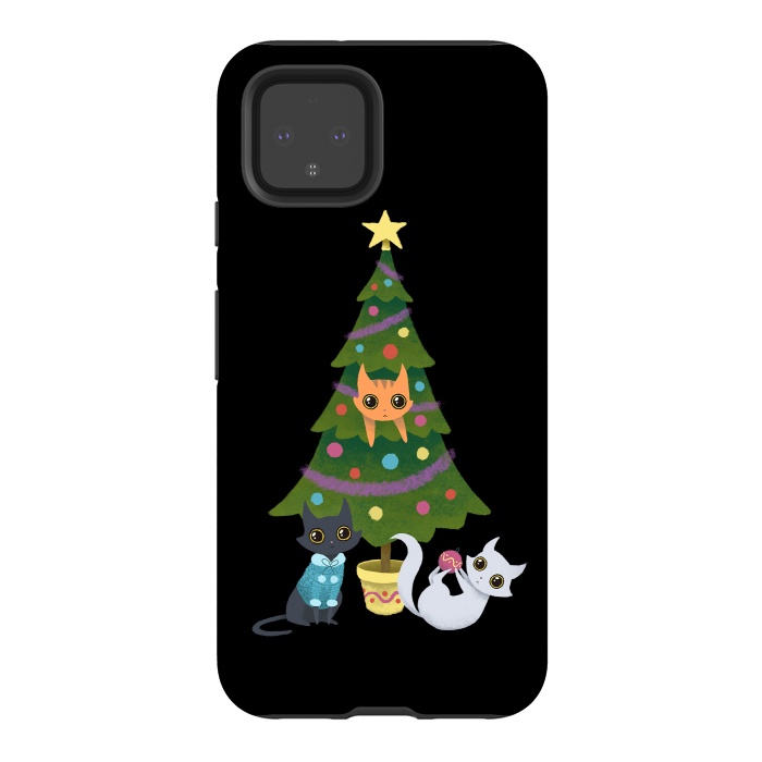 Pixel 4 StrongFit Meowy christmas by Laura Nagel