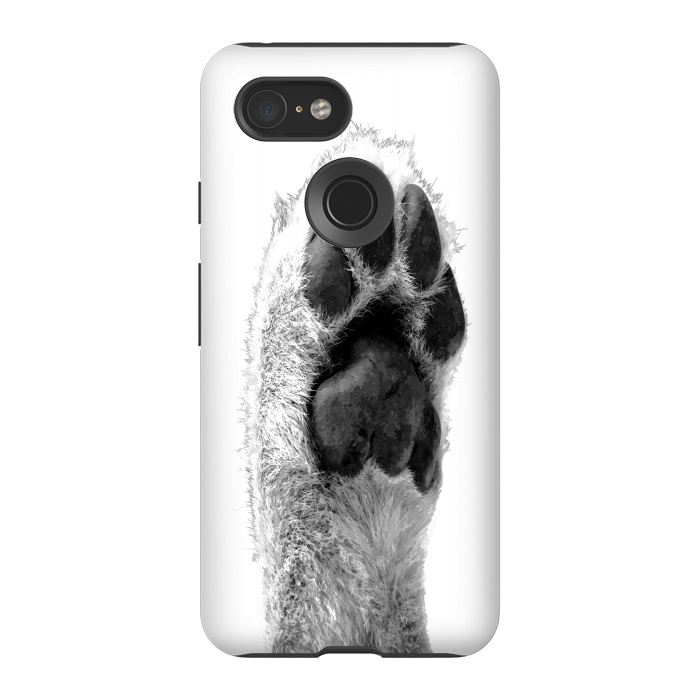 Pixel 3 StrongFit Black and White Dog Paw by Alemi