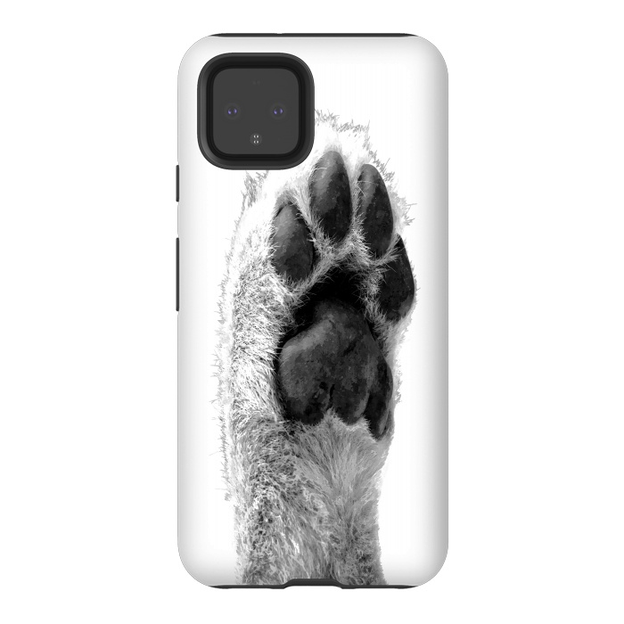 Pixel 4 StrongFit Black and White Dog Paw by Alemi