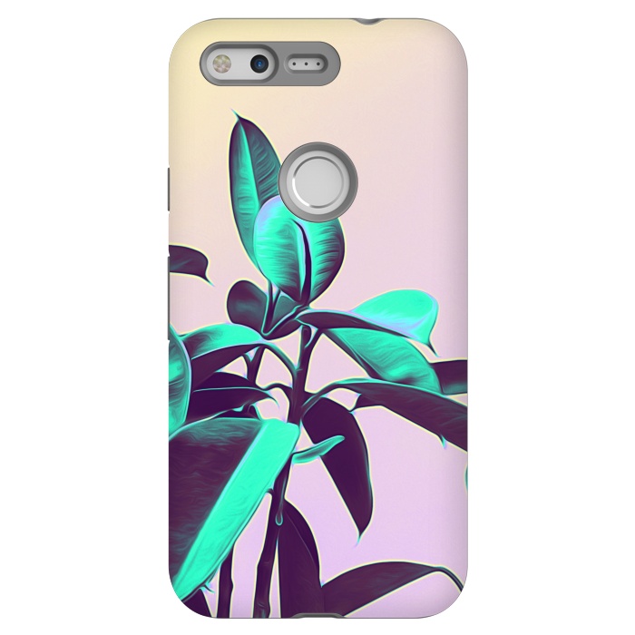 Pixel StrongFit Iridescent Green Leaves by Alemi