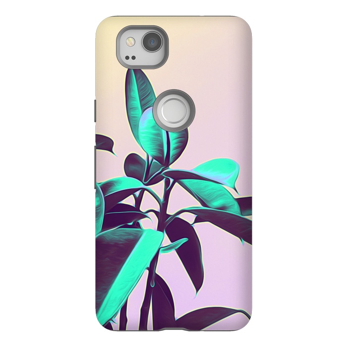Pixel 2 StrongFit Iridescent Green Leaves by Alemi