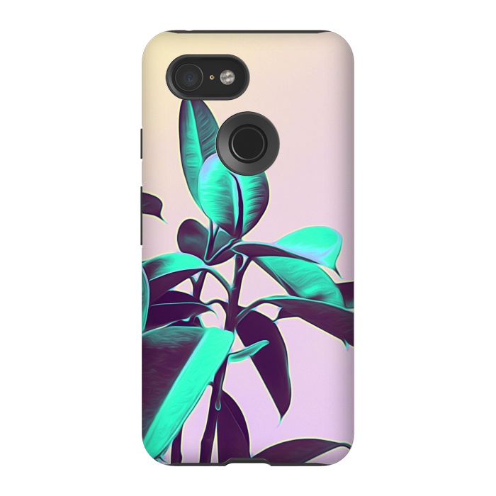 Pixel 3 StrongFit Iridescent Green Leaves by Alemi