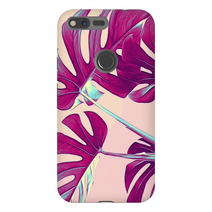 Pixel XL StrongFit Violet Monstera Leaves by Alemi