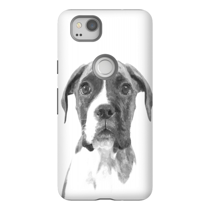 Pixel 2 StrongFit Black and White Boxer Dog by Alemi