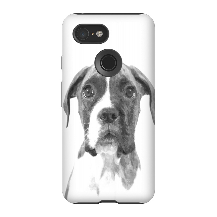 Pixel 3 StrongFit Black and White Boxer Dog by Alemi