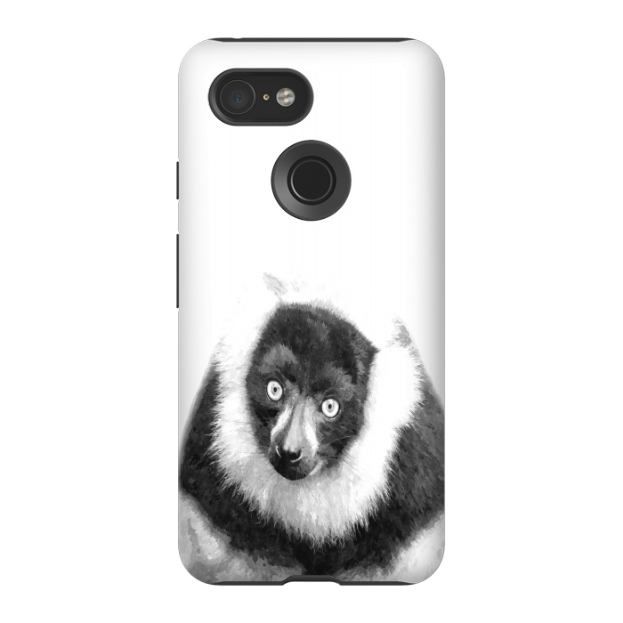 Pixel 3 StrongFit Black and White Lemur by Alemi