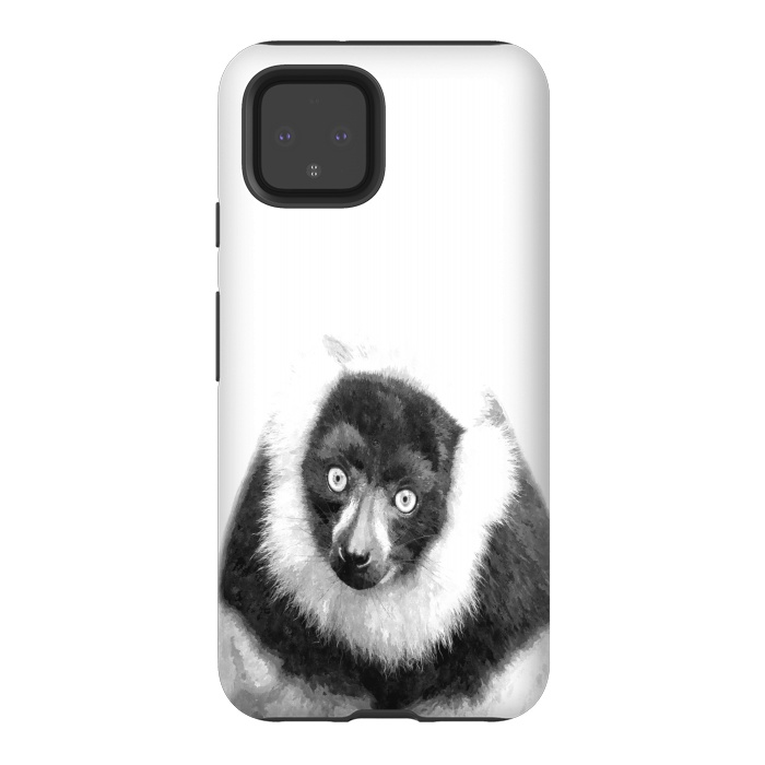 Pixel 4 StrongFit Black and White Lemur by Alemi