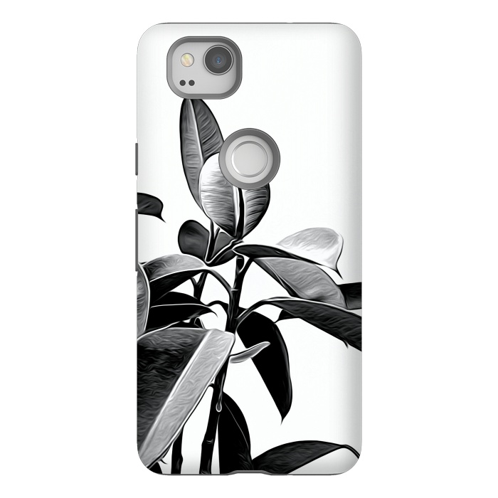 Pixel 2 StrongFit Black and White Leaves by Alemi
