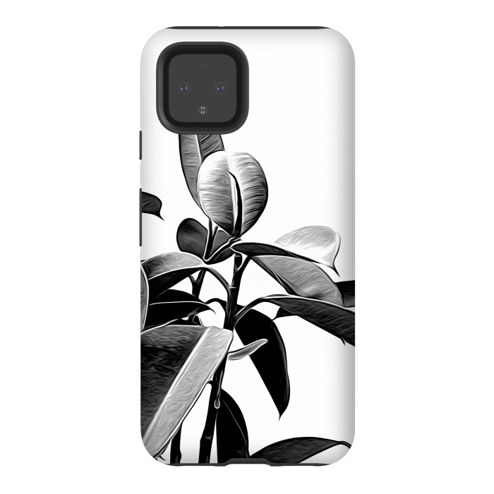 Pixel 4 StrongFit Black and White Leaves by Alemi