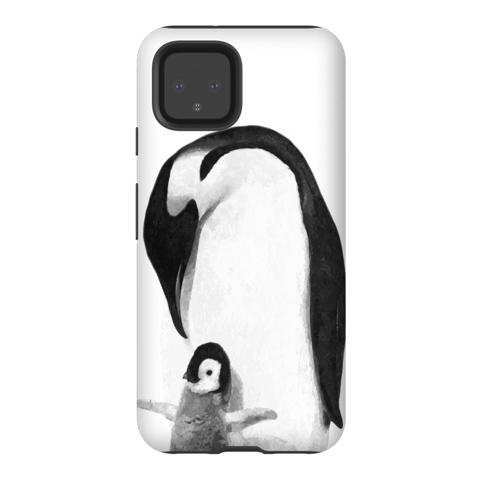 Pixel 4 StrongFit Black and White Penguins by Alemi