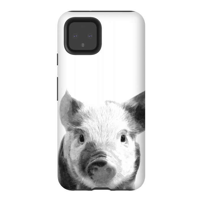 Pixel 4 StrongFit Black and White Pig by Alemi