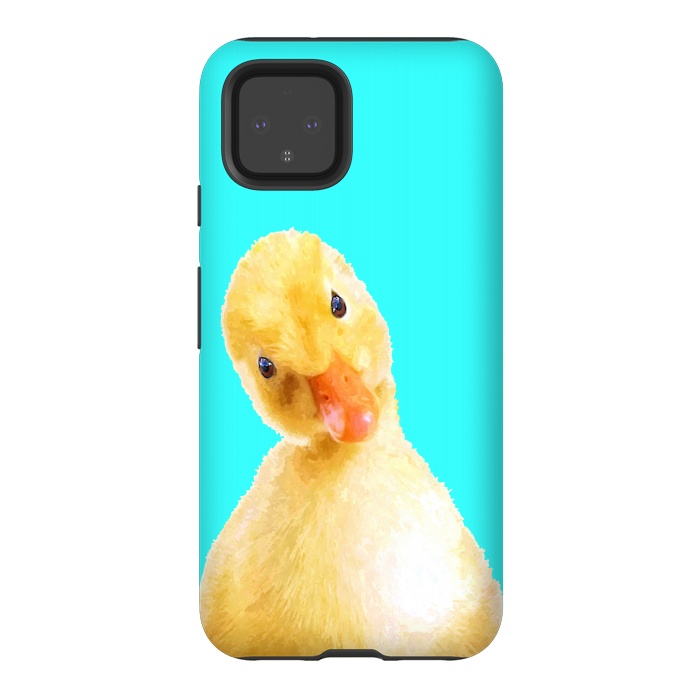 Pixel 4 StrongFit Duckling Turquoise Background by Alemi